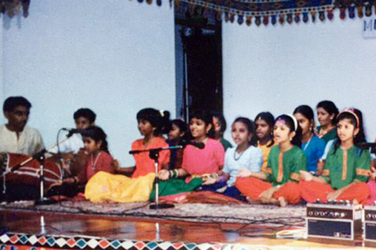 Priyadarshini performing Carnatic Krithi for ‘Mummoorthigal Vizha’ at the Singapore Indian Fine Arts Society