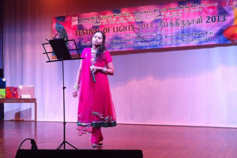 Priyadarshini performing Tamil songs for Deepavali Night in Singapore