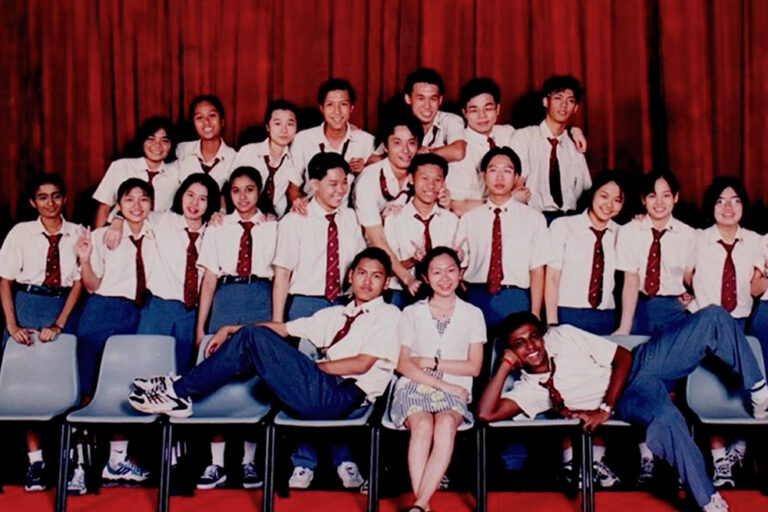 Priyadarshini with her classmates at Yishun Junior College, Singapore
